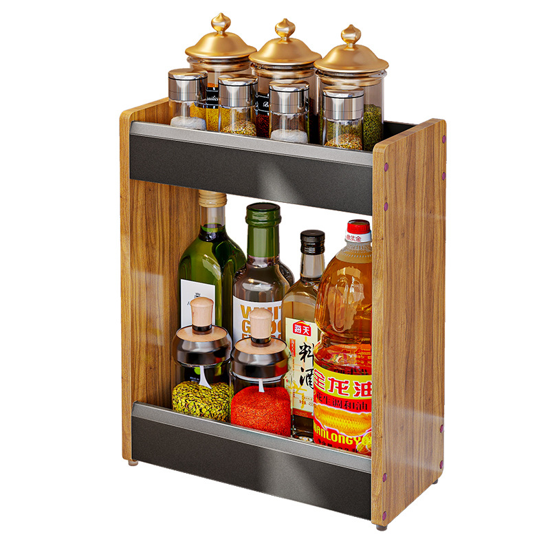 Kitchen spice rack double layer countertop narrow 4
