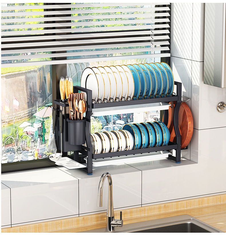 Stainless steel dish rack double layer dish rack 59 02