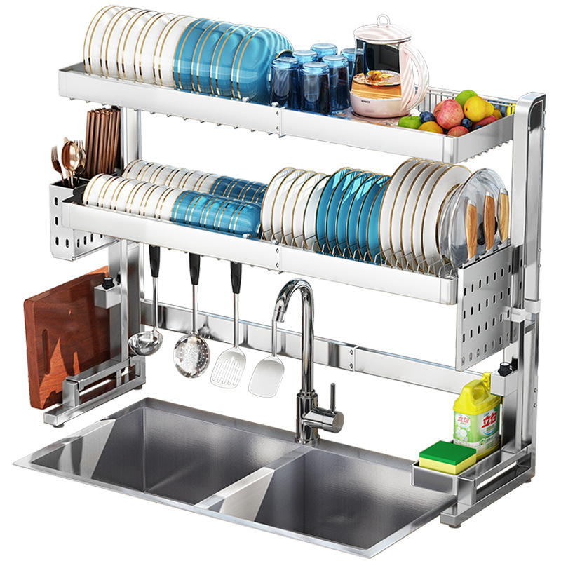Stainless steel kitchen sink rack bowl rack dish drain rack 14 02