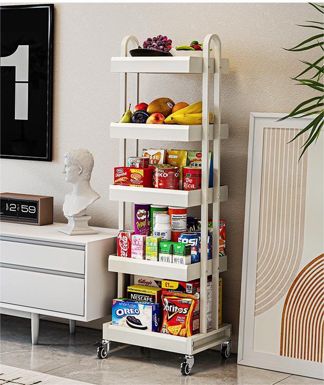 Storage rack trolley with storage basket 27 02